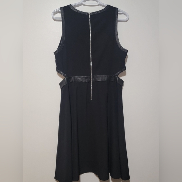 Twik Cut Out Faux Leather Trim Sleeveless Midi Dress - Picture 2 of 3